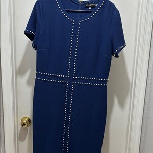 Karl Lagerfeld Navy Dress with Pearl Details